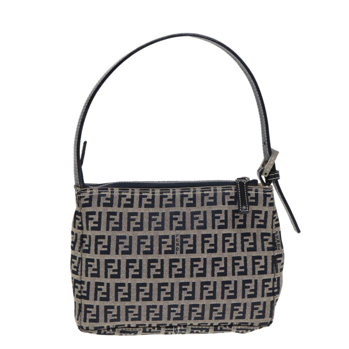 Luxury Fendi Zucchino Canvas Hand Bag Navy Silver86178