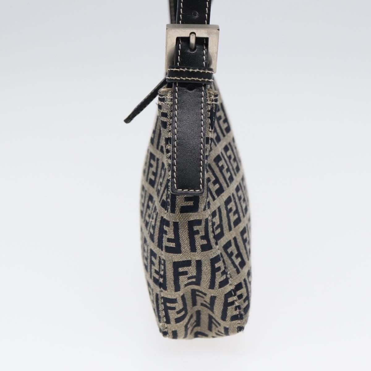 Luxury Fendi Zucchino Canvas Hand Bag Navy Silver86178
