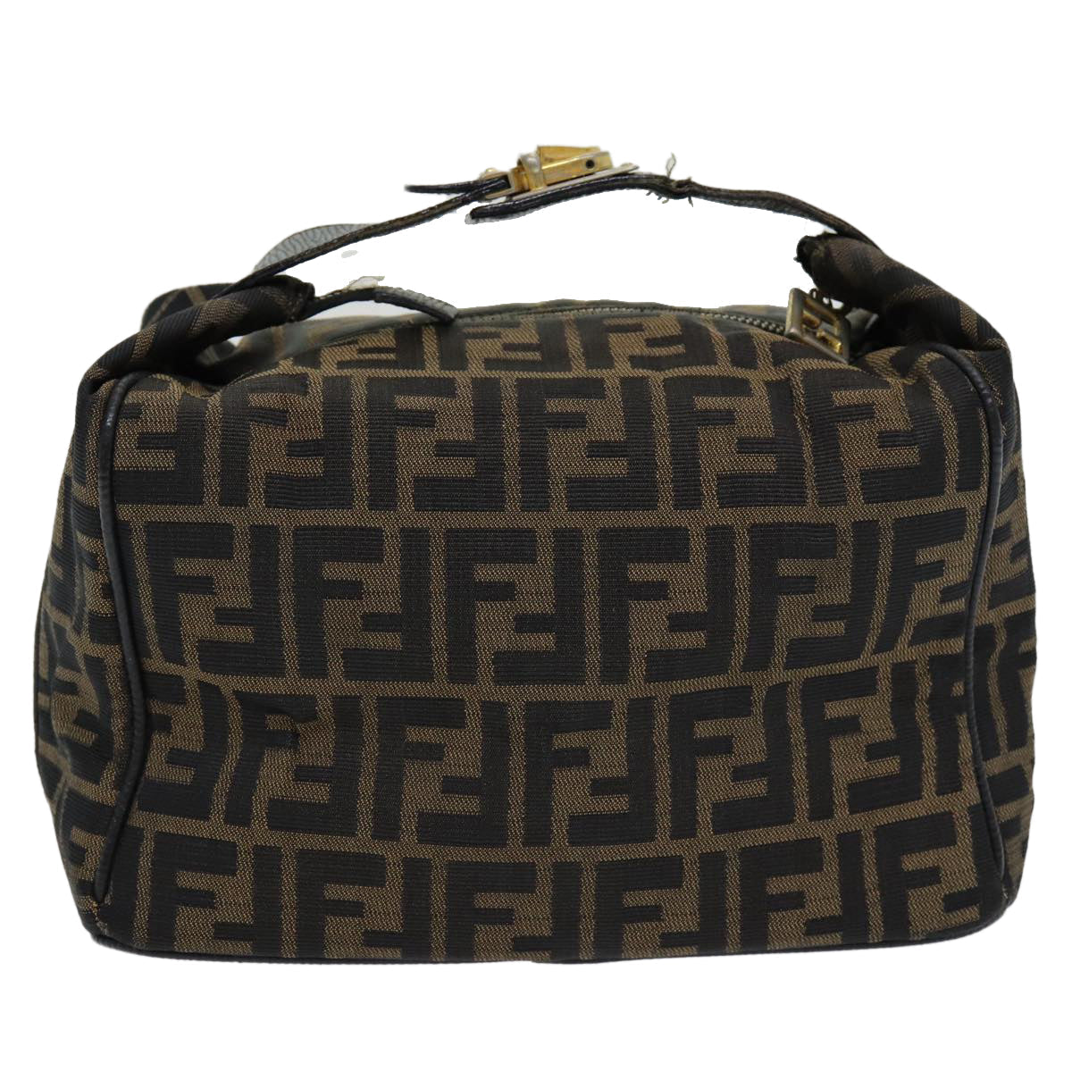 Luxury Fendi Zucca Canvas Vanity Pouch Brown Black gold86218