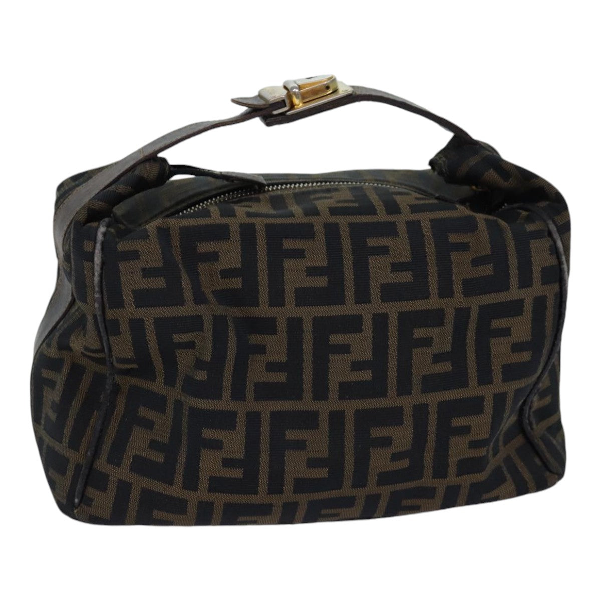 Luxury Fendi Zucca Canvas Vanity Pouch Brown Black gold86247
