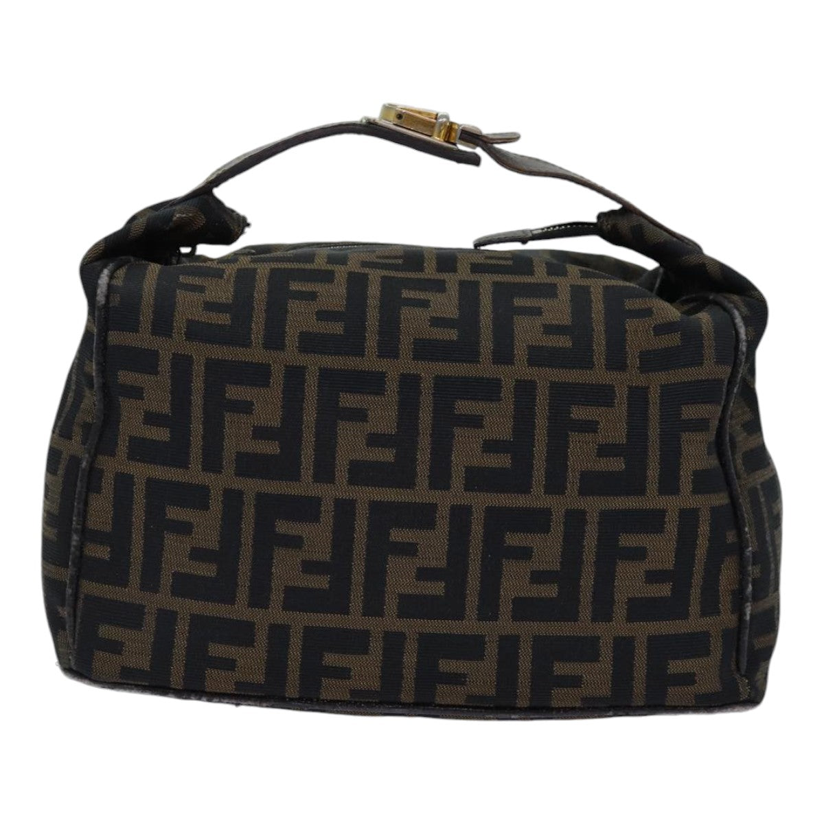 Luxury Fendi Zucca Canvas Vanity Pouch Brown Black gold86247