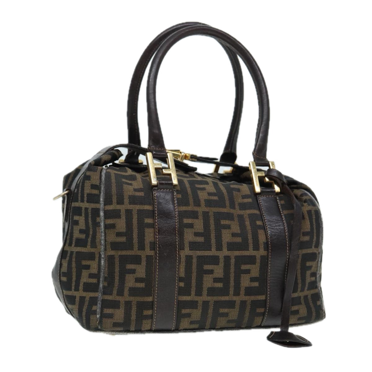 Luxury Fendi Zucca Canvas Hand Bag Brown Black gold86248
