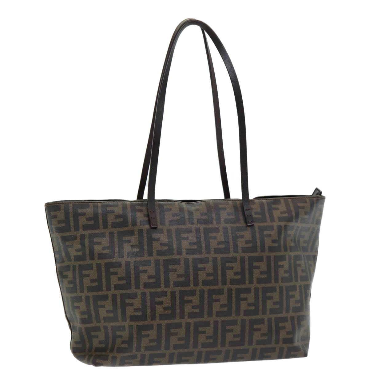 Luxury Fendi Zucca Canvas Tote Bag Brown Black gold86249