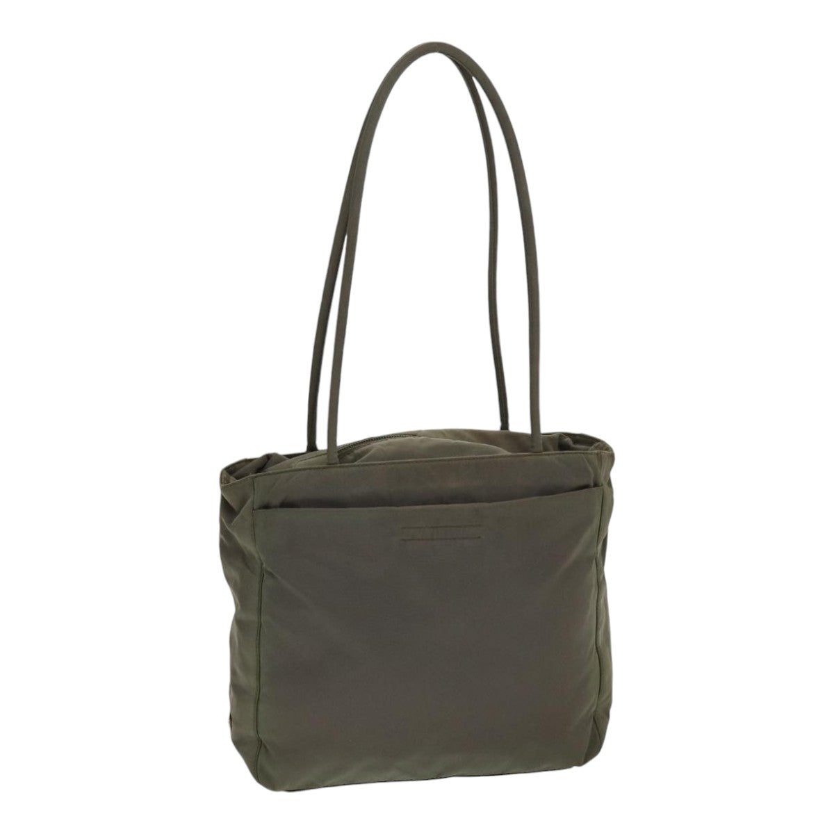 Luxury Prada Tote Bag Nylon Khaki Silver  86252