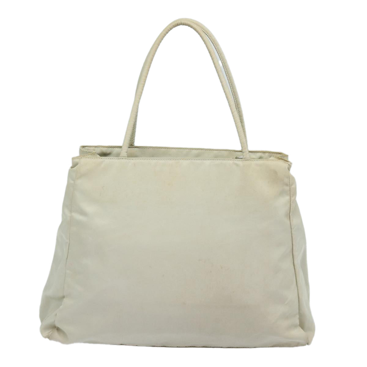 Luxury Prada Hand Bag Nylon Cream Silver  86254