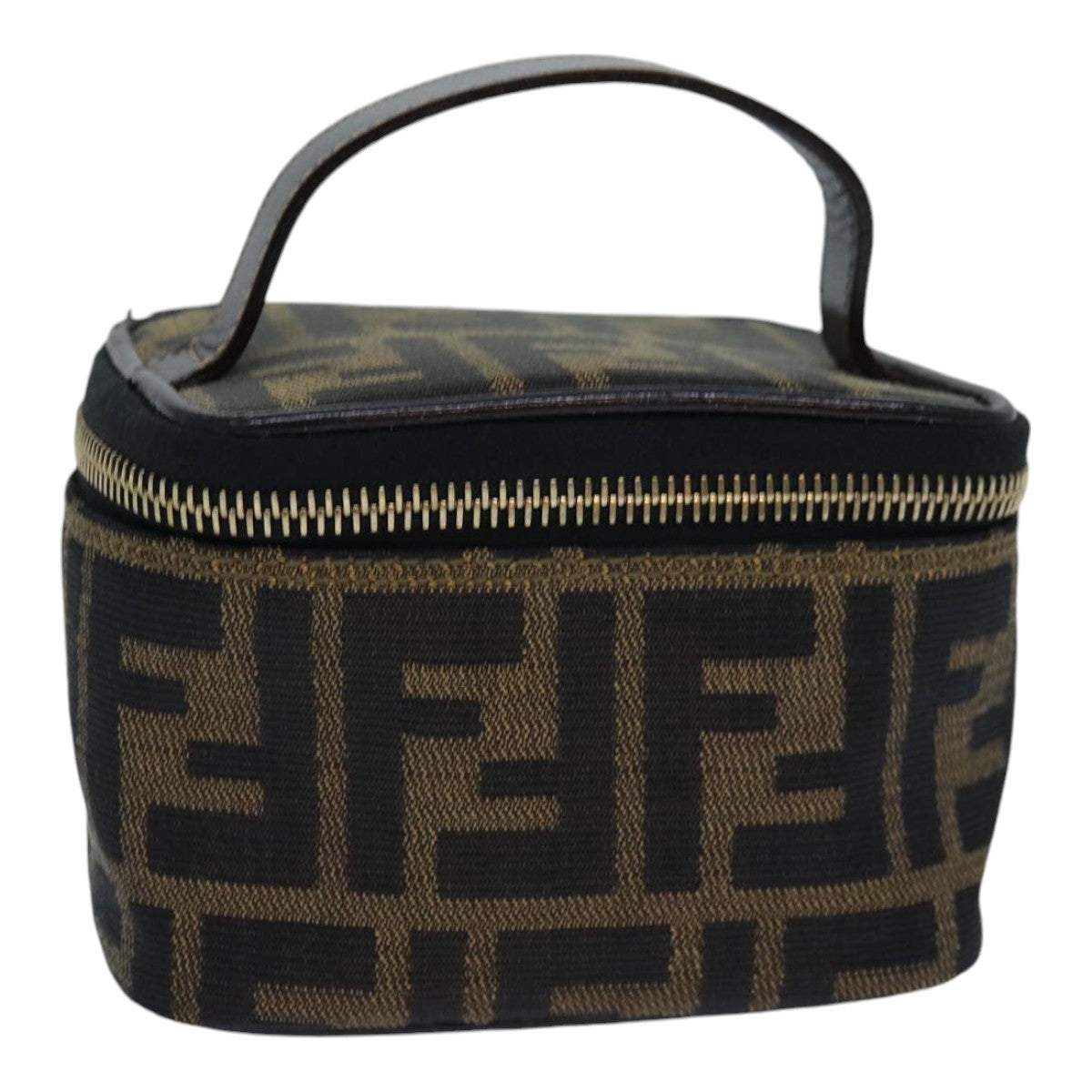 Luxury Fendi Zucca Canvas Vanity Pouch Brown Black gold86299