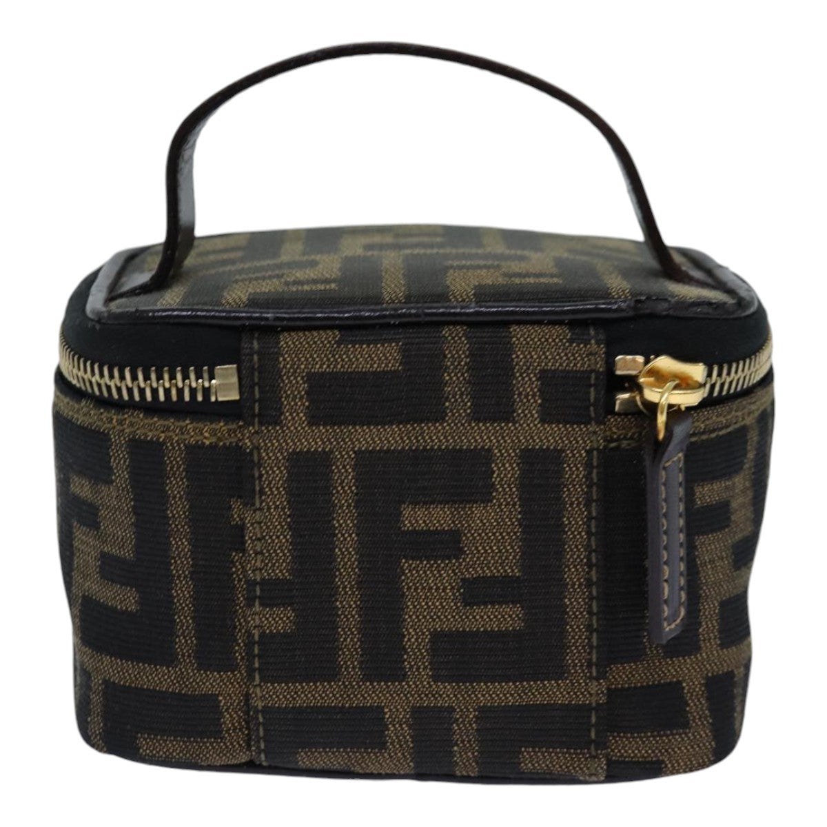 Luxury Fendi Zucca Canvas Vanity Pouch Brown Black gold86299