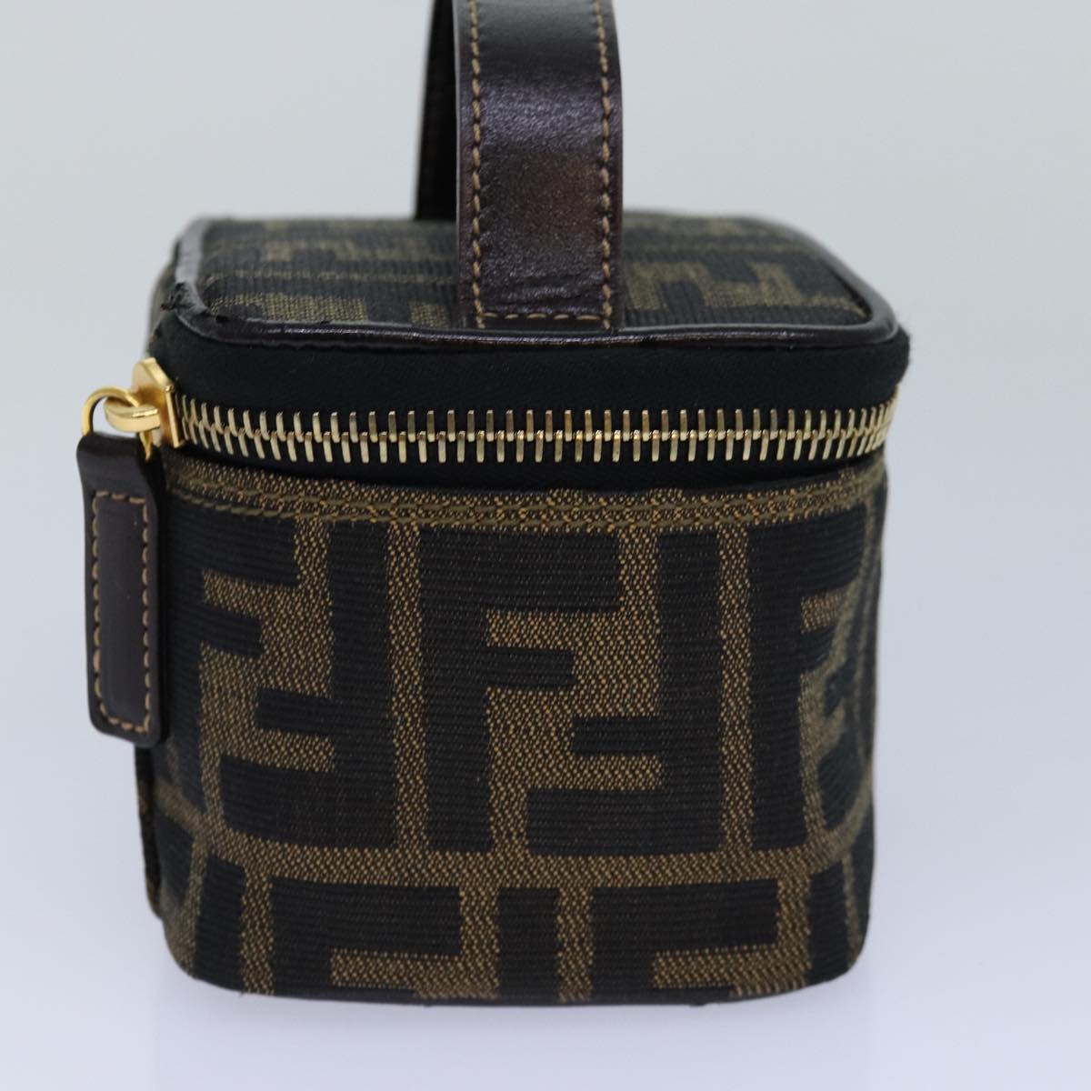 Luxury Fendi Zucca Canvas Vanity Pouch Brown Black gold86299