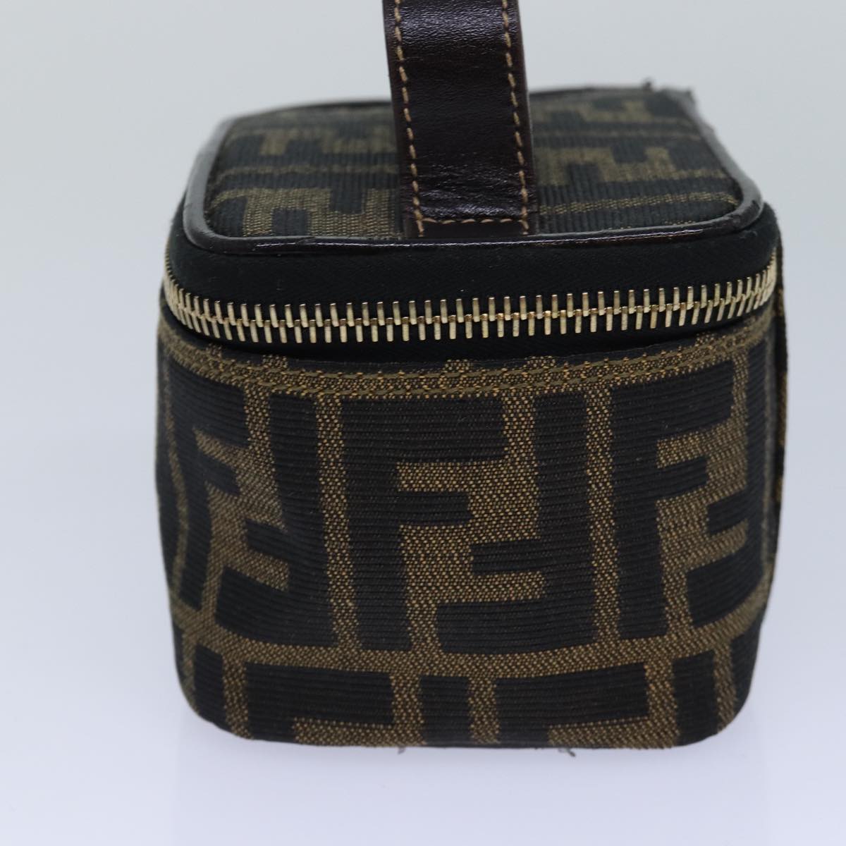 Luxury Fendi Zucca Canvas Vanity Pouch Brown Black gold86299
