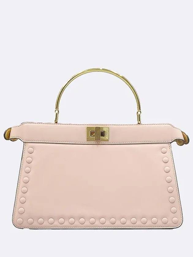 Luxury Fendi 8BN323 Pink color Peekaboo I SEE U IC gold handle tote bag