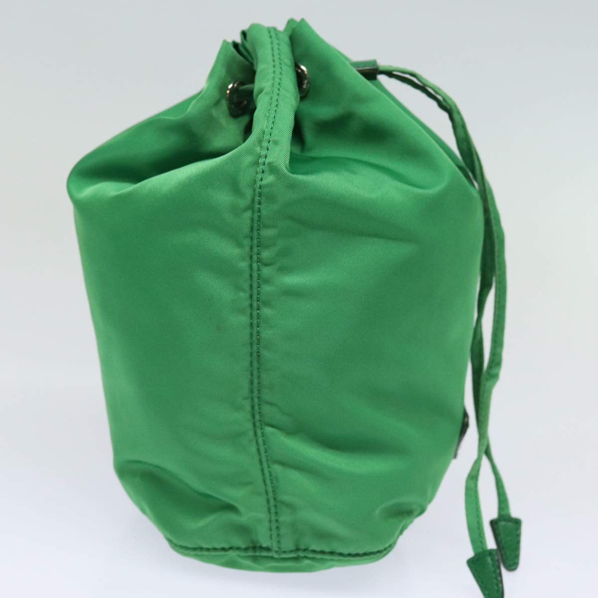 Luxury Prada Drawstring Pouch Nylon Green Silver  86300
