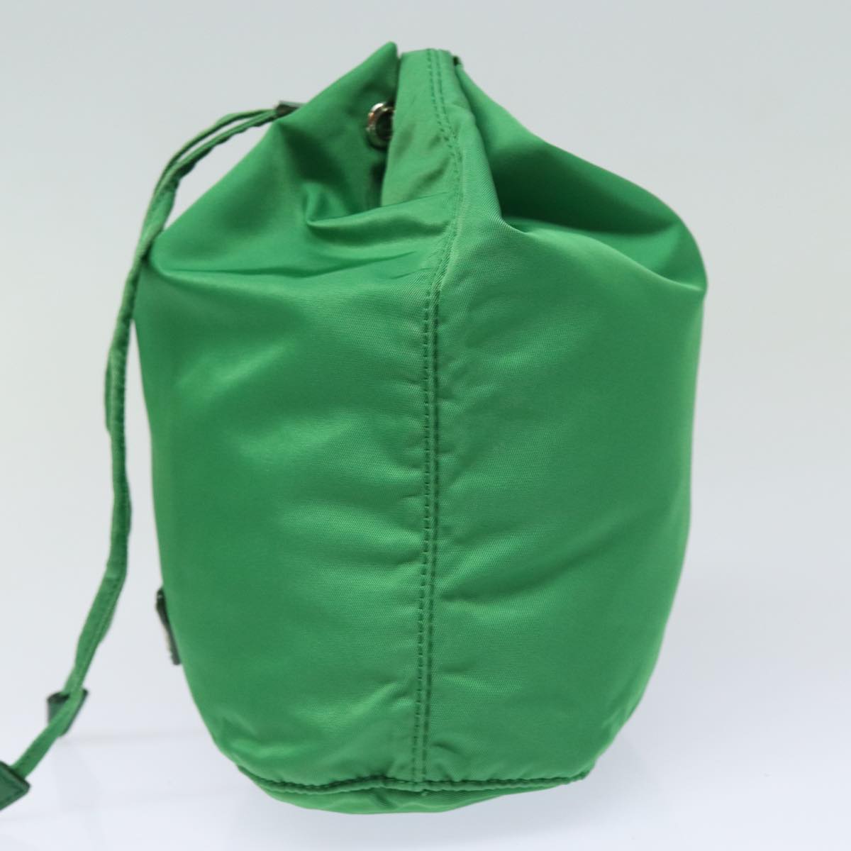 Luxury Prada Drawstring Pouch Nylon Green Silver  86300