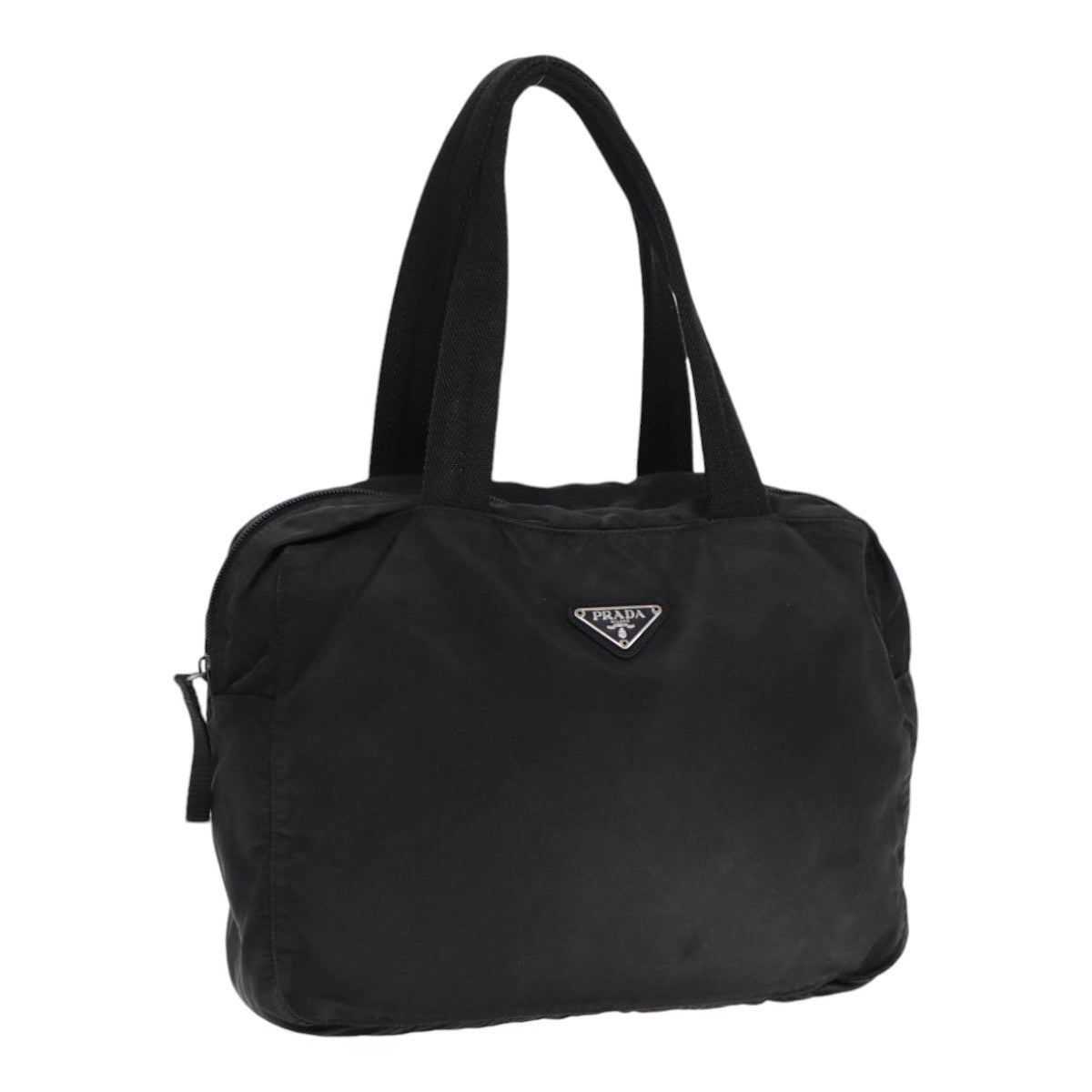 Luxury Prada Hand Bag Nylon Black Silver  86338