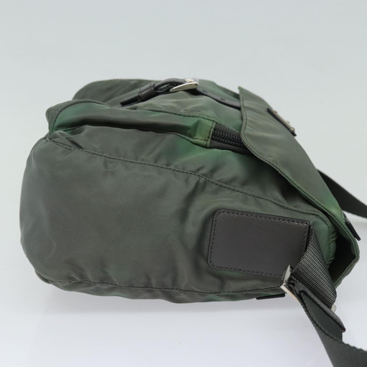 Luxury Prada Shoulder Bag Nylon Khaki Silver  86339