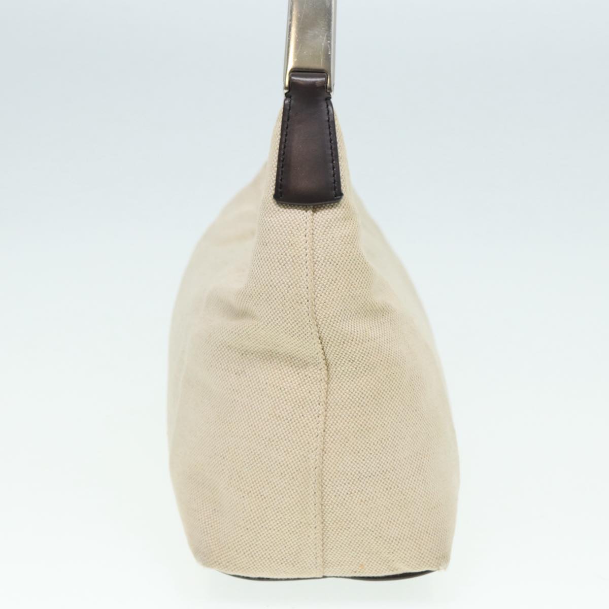 Luxury Prada Shoulder Bag Canvas Beige Brown Silver  86340