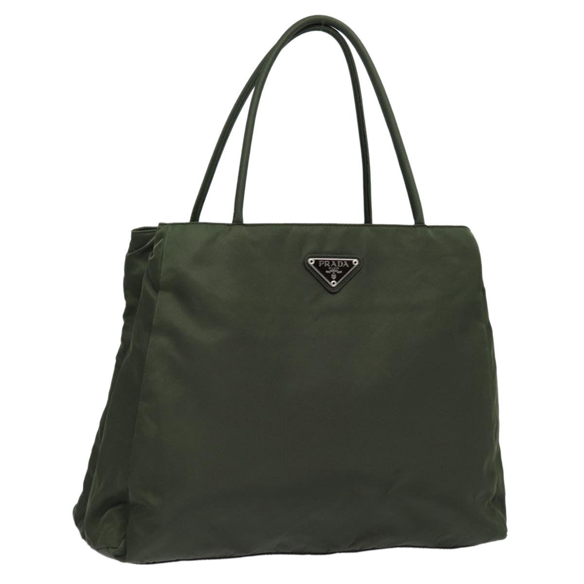 Luxury Prada Tote Bag Nylon Khaki Silver  86342