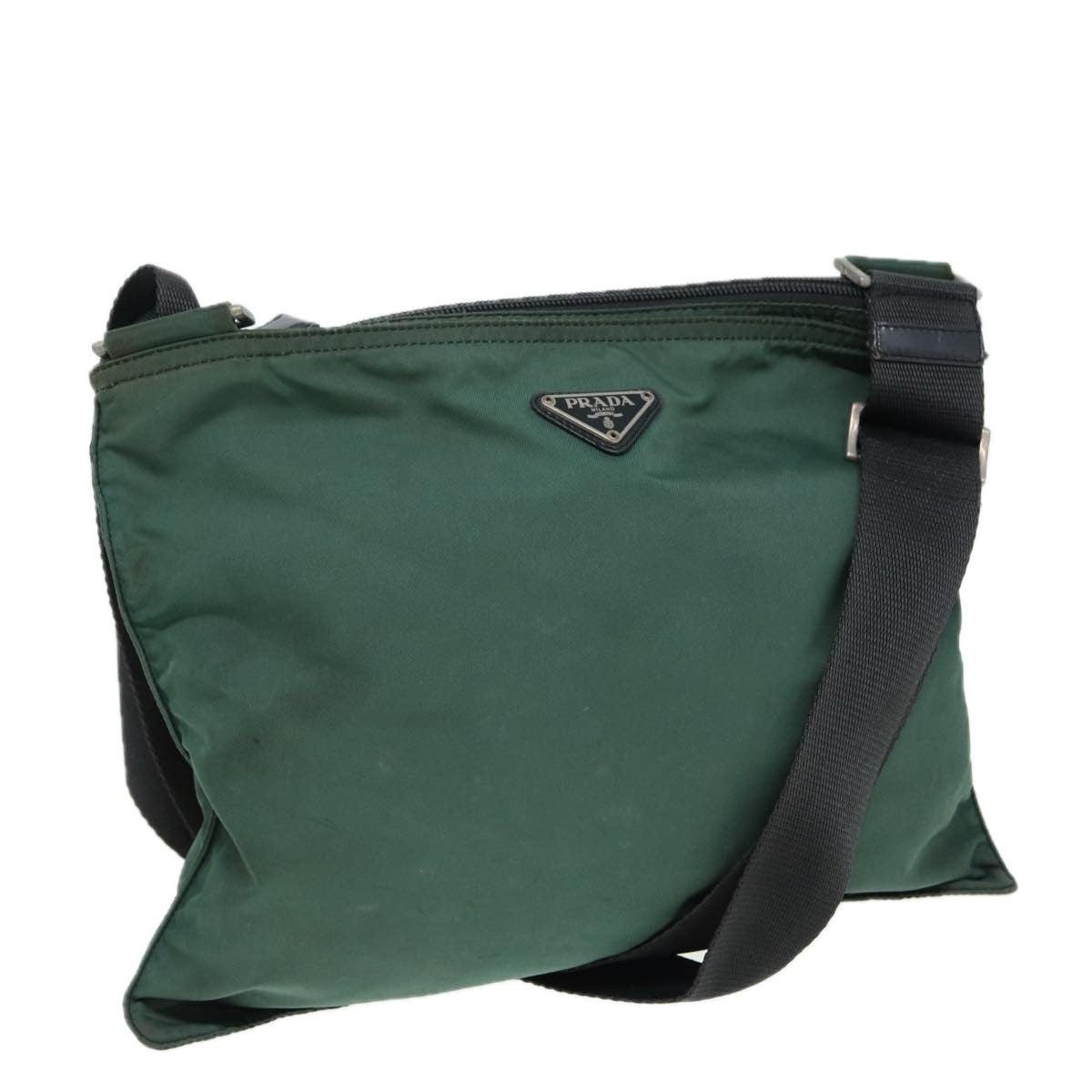 Luxury Prada Shoulder Bag Nylon Khaki Silver  86346