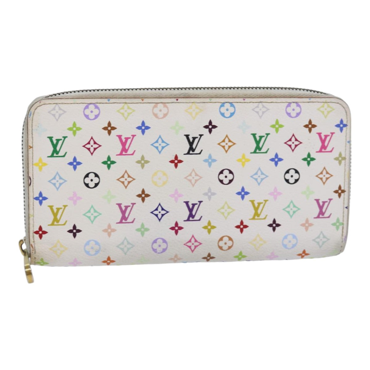 LOUIS VUITTON Monogram Multicolor Zippy Wallet White M60241 LV 86348