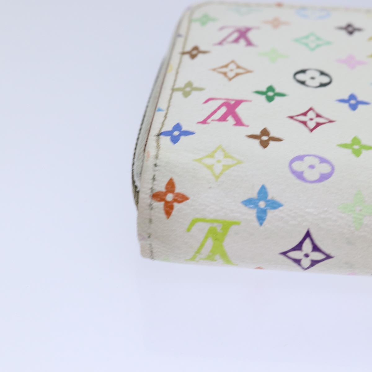 LOUIS VUITTON Monogram Multicolor Zippy Wallet White M60241 LV 86348