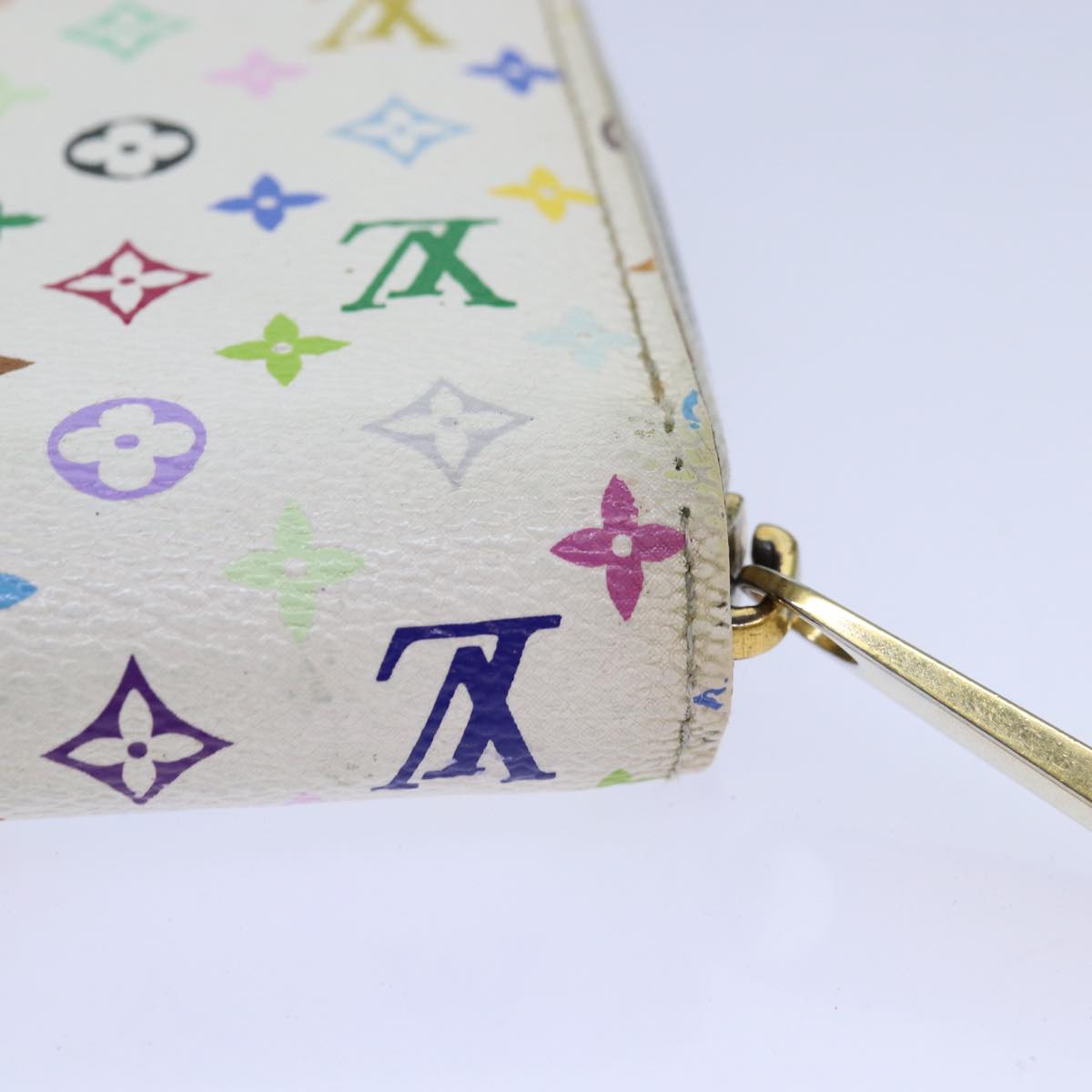 LOUIS VUITTON Monogram Multicolor Zippy Wallet White M60241 LV 86348