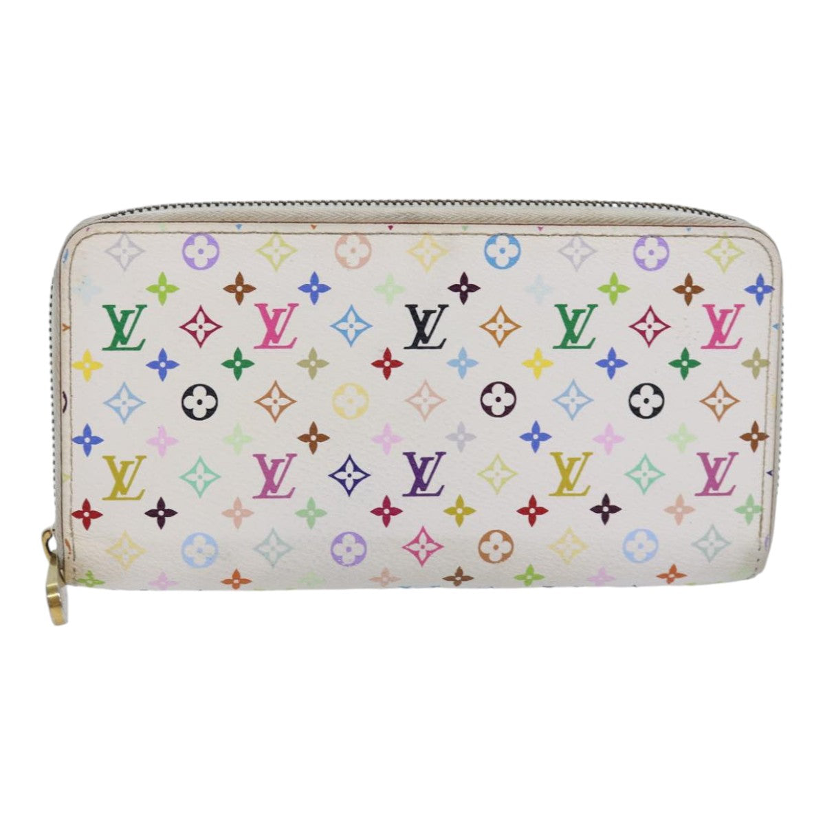 LOUIS VUITTON Monogram Multicolor Zippy Wallet White M60241 LV 86348