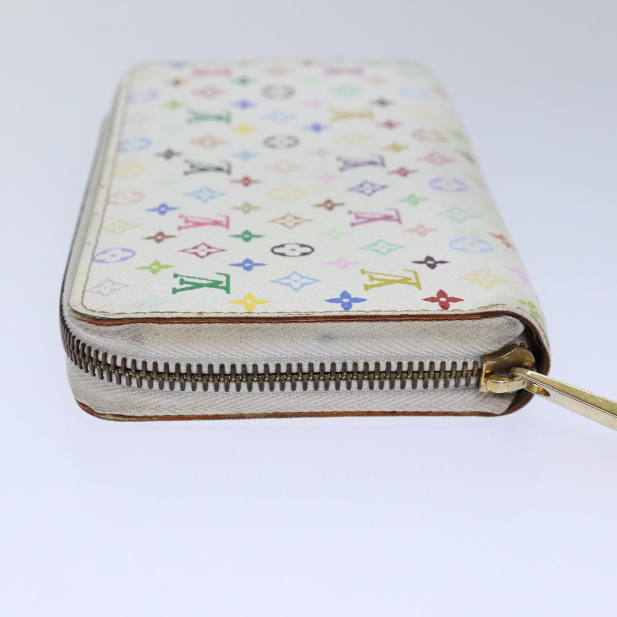 LOUIS VUITTON Monogram Multicolor Zippy Wallet White M60241 LV 86348