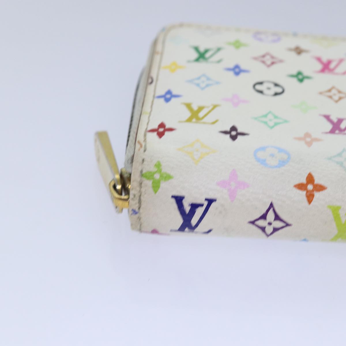 LOUIS VUITTON Monogram Multicolor Zippy Wallet White M60241 LV 86348
