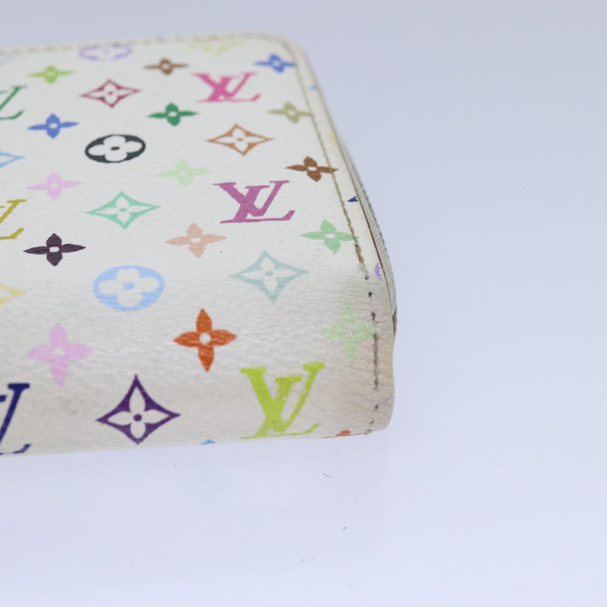 LOUIS VUITTON Monogram Multicolor Zippy Wallet White M60241 LV 86348