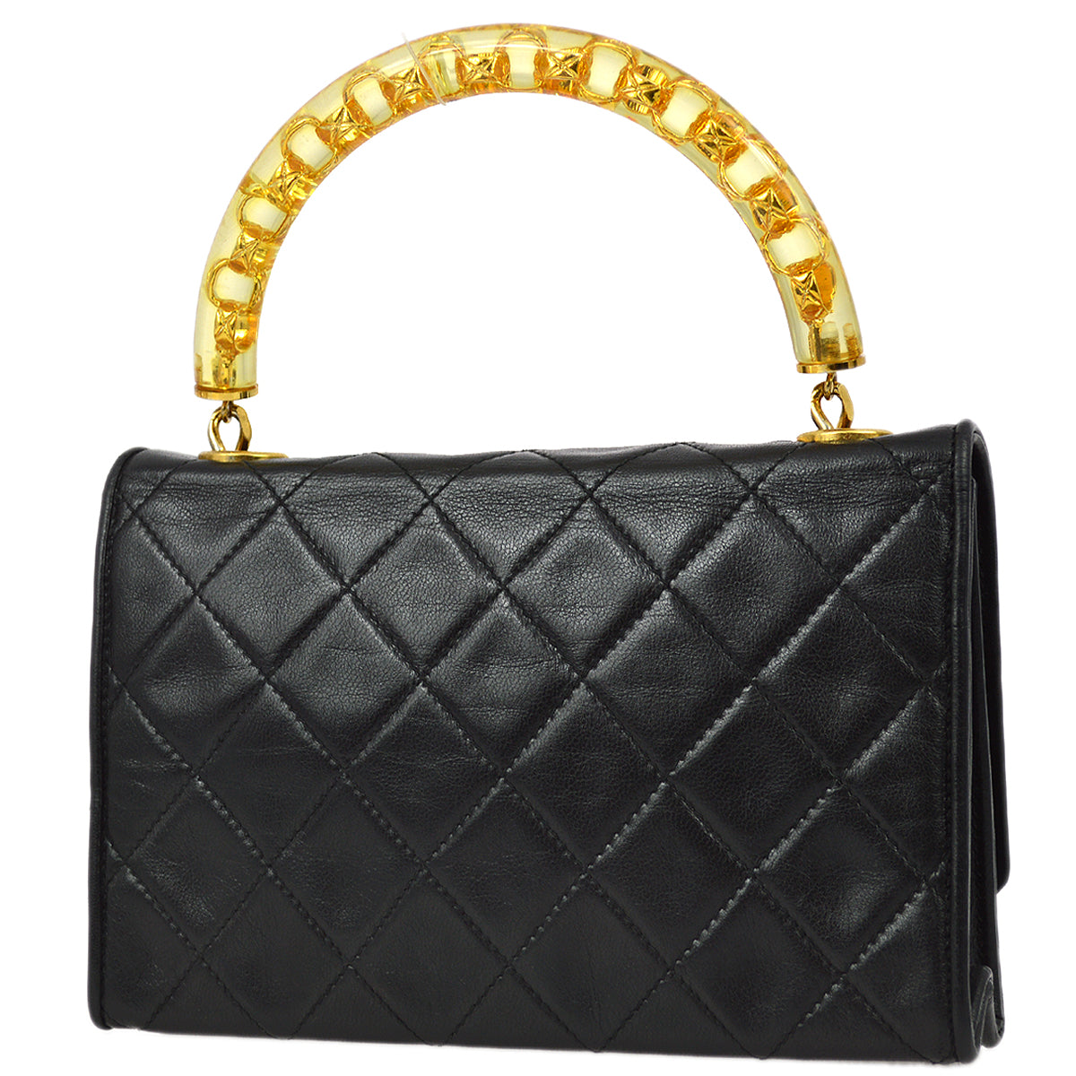 Luxury Chanel 1989-1991 Black Lambskin Handbag