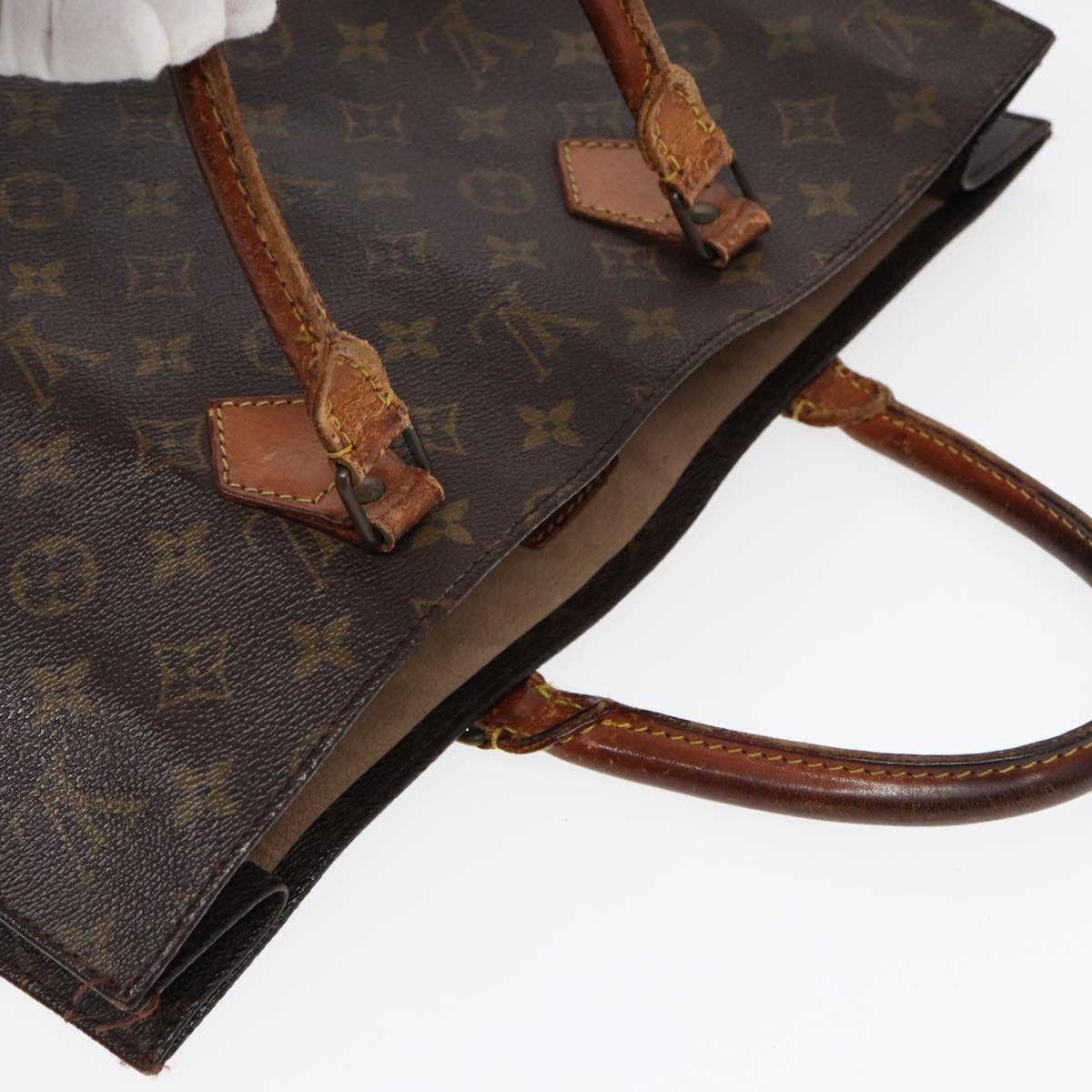 LOUIS VUITTON Monogram Sac Plat Hand Bag M51140 LV 86401