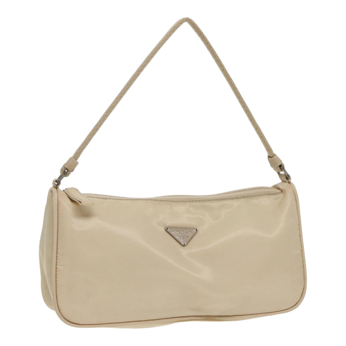 Luxury Prada Accessory Pouch Nylon Cream Silver  86418
