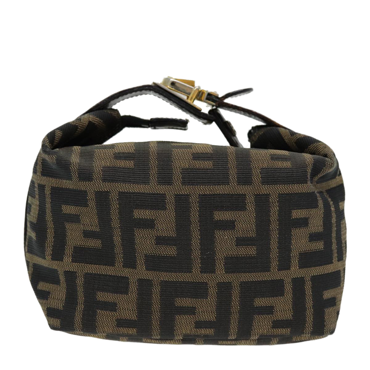 Luxury Fendi Zucca Canvas Vanity Pouch Brown Black gold86430