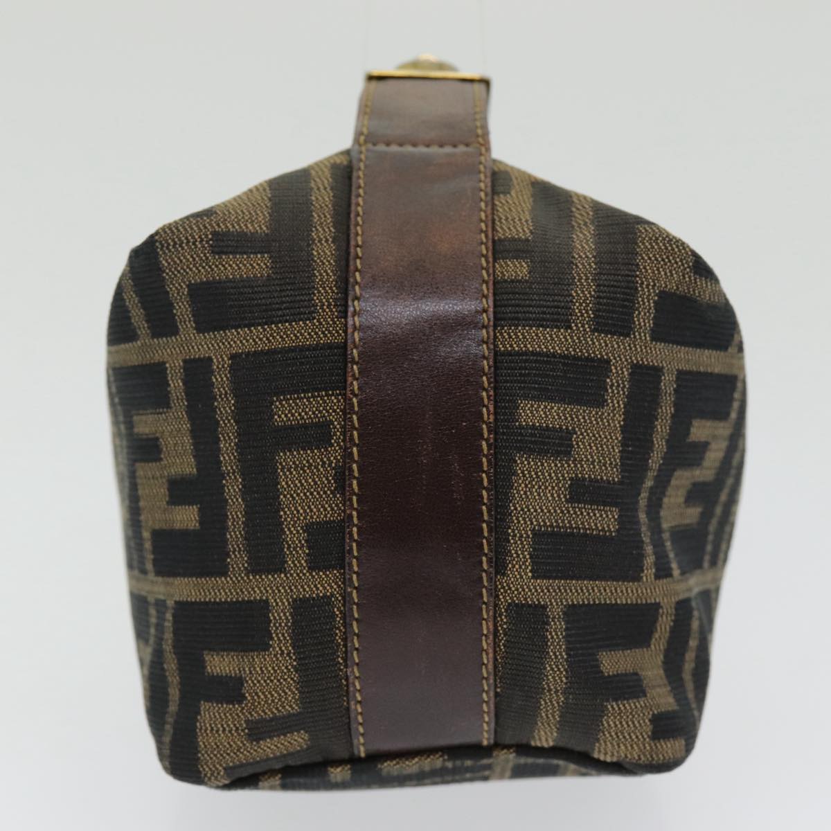 Luxury Fendi Zucca Canvas Vanity Pouch Brown Black gold86430