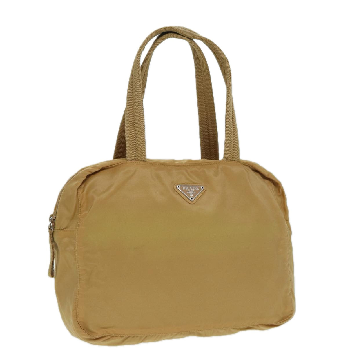 Luxury Prada Hand Bag Nylon Beige Silver  86448