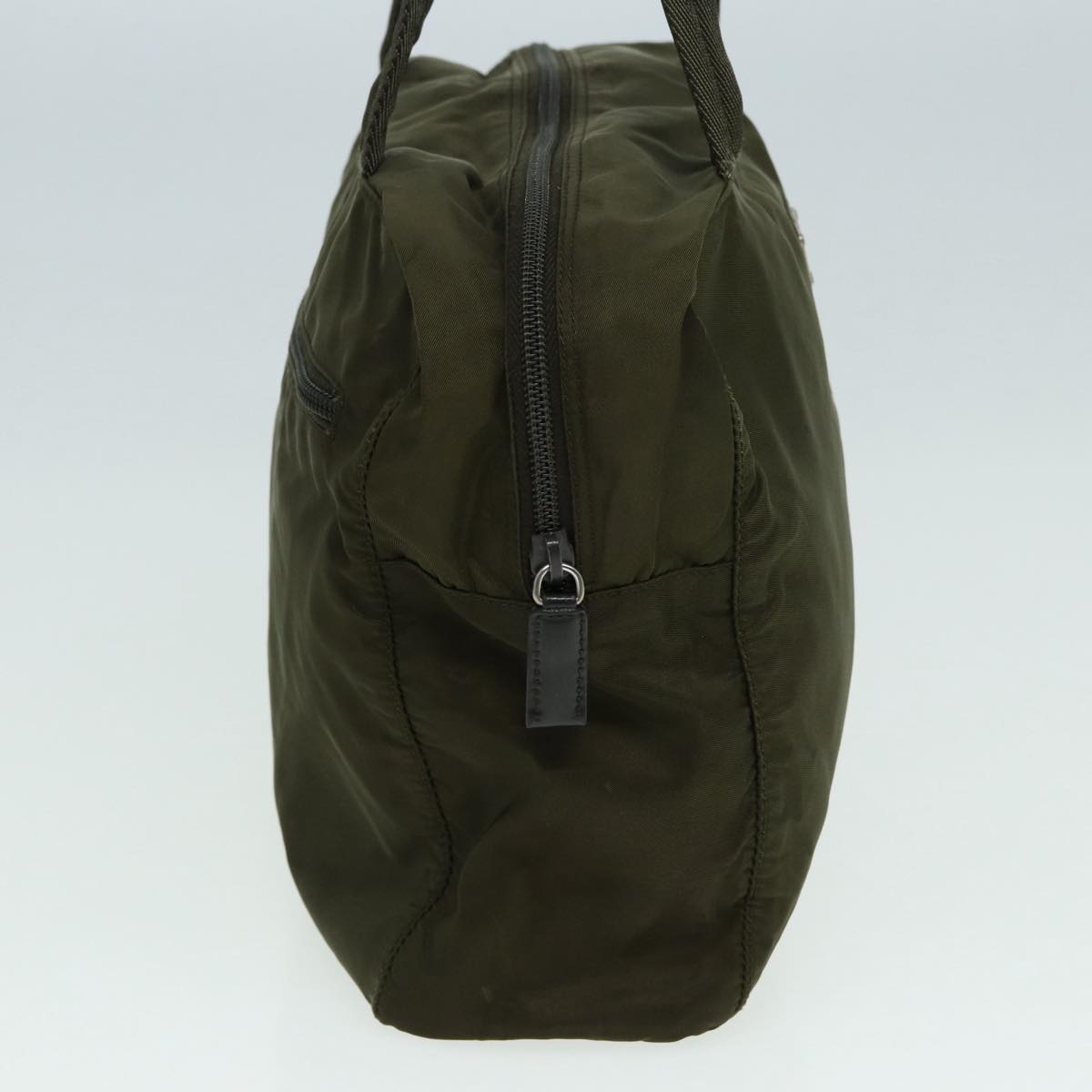 Luxury Prada Hand Bag Nylon Khaki Silver  86453