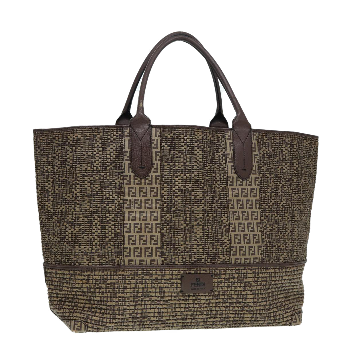 Luxury Fendi Zucchino Canvas Hand Bag Brown86480