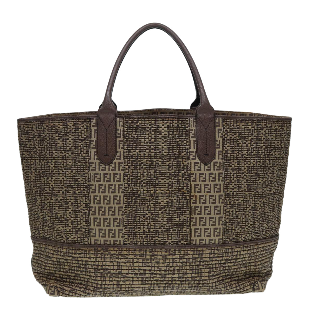 Luxury Fendi Zucchino Canvas Hand Bag Brown86480