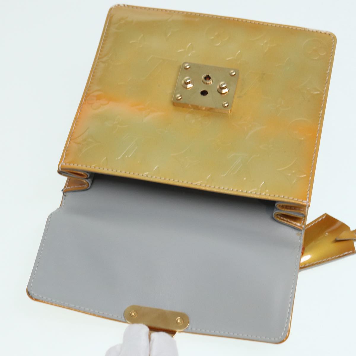 LOUIS VUITTON Monogram Vernis Spring Street Hand Bag Gris M91029 LV 86516
