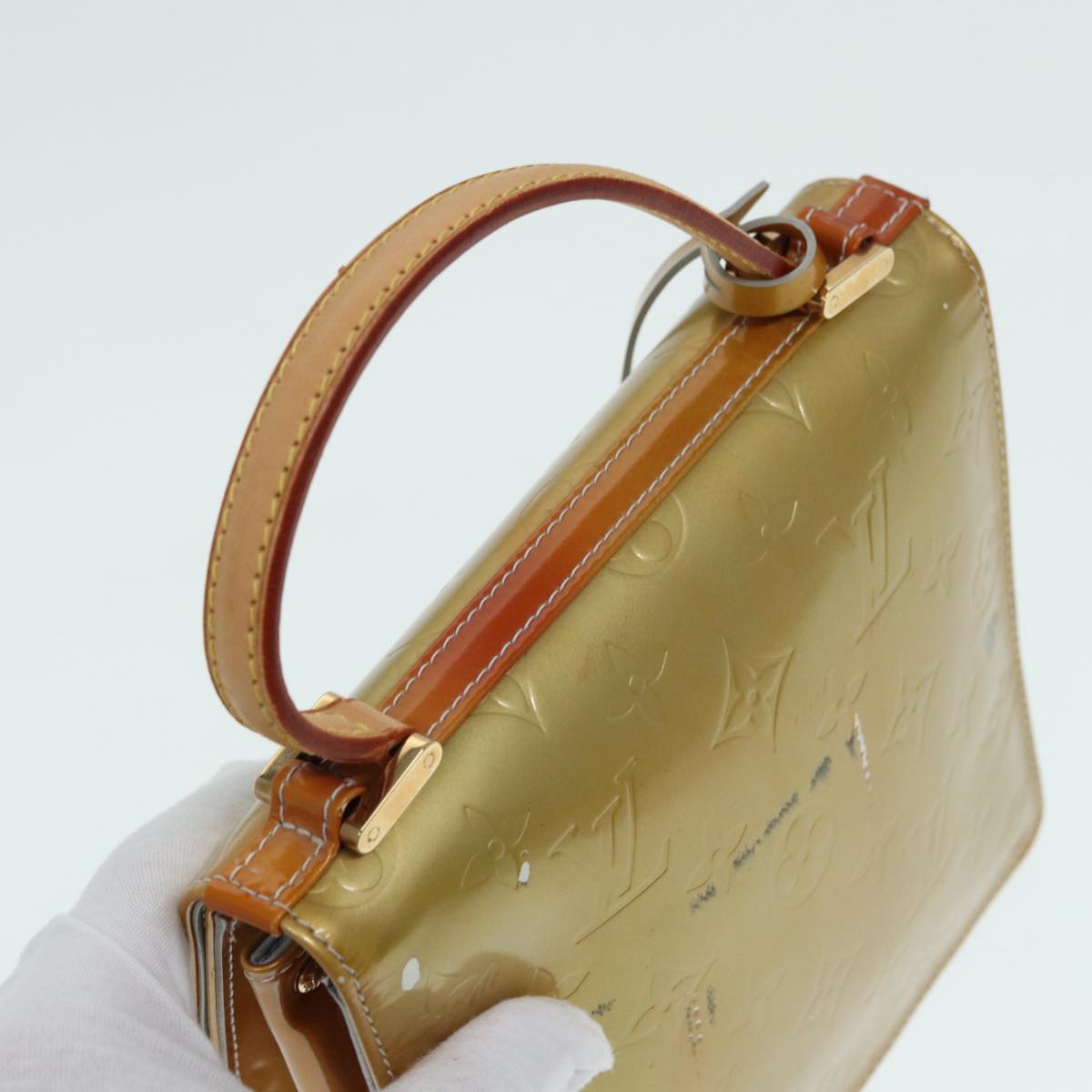 LOUIS VUITTON Monogram Vernis Spring Street Hand Bag Gris M91029 LV 86516