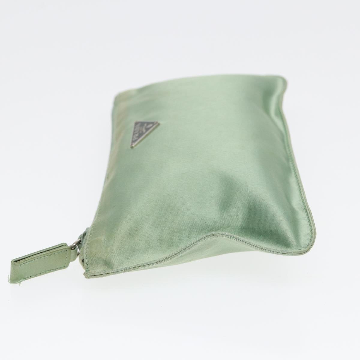 Luxury Prada Pouch Satin Green Silver  86519