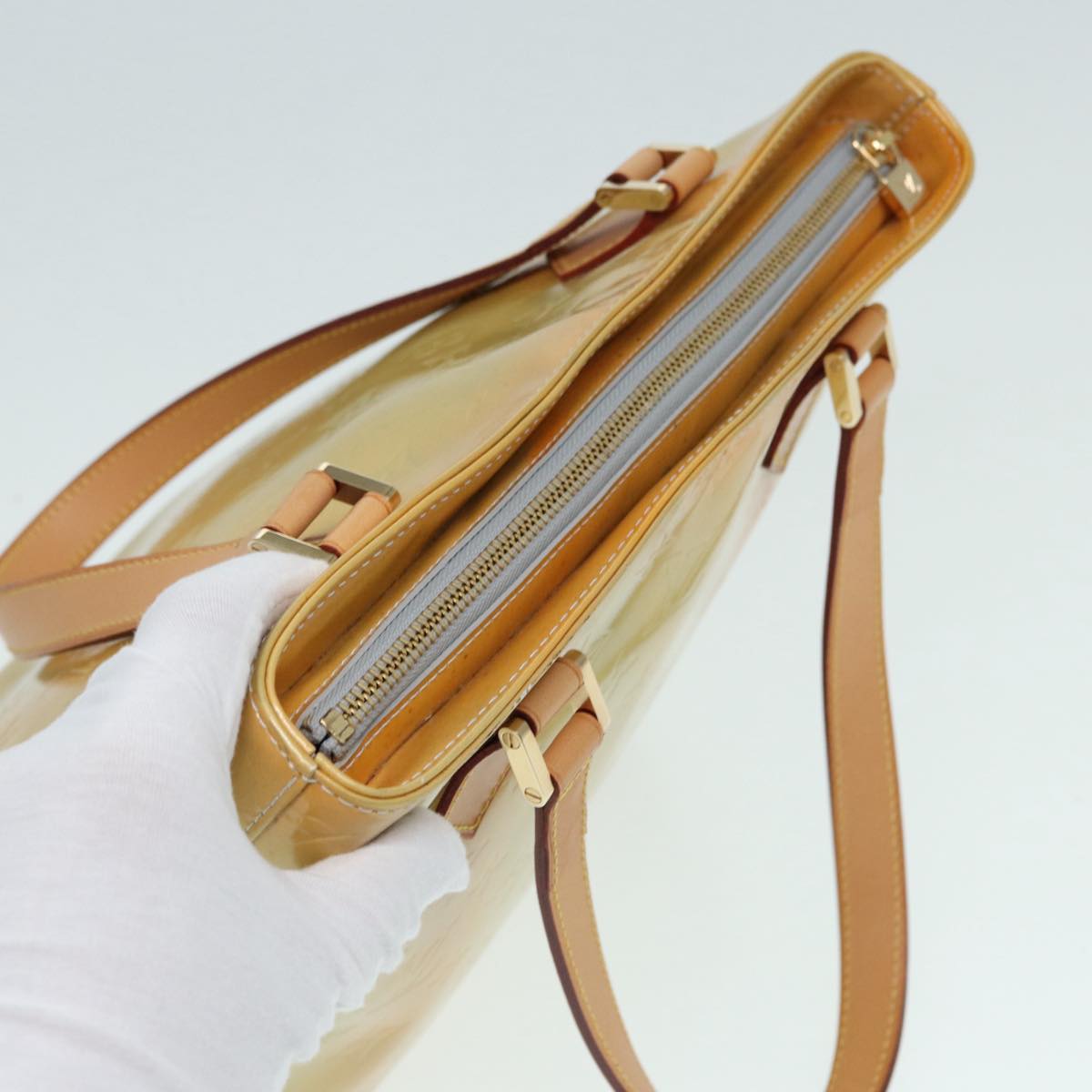 LOUIS VUITTON Monogram Vernis Houston Hand Bag Gris M91053 LV 86527