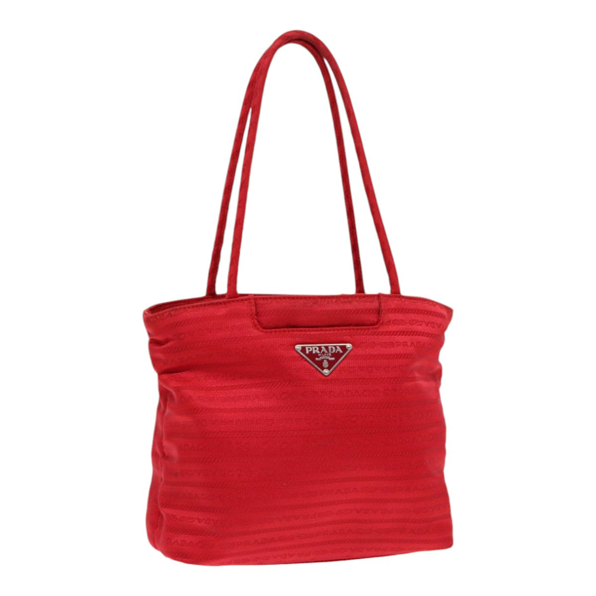 Luxury Prada Hand Bag Nylon Red Silver  86562
