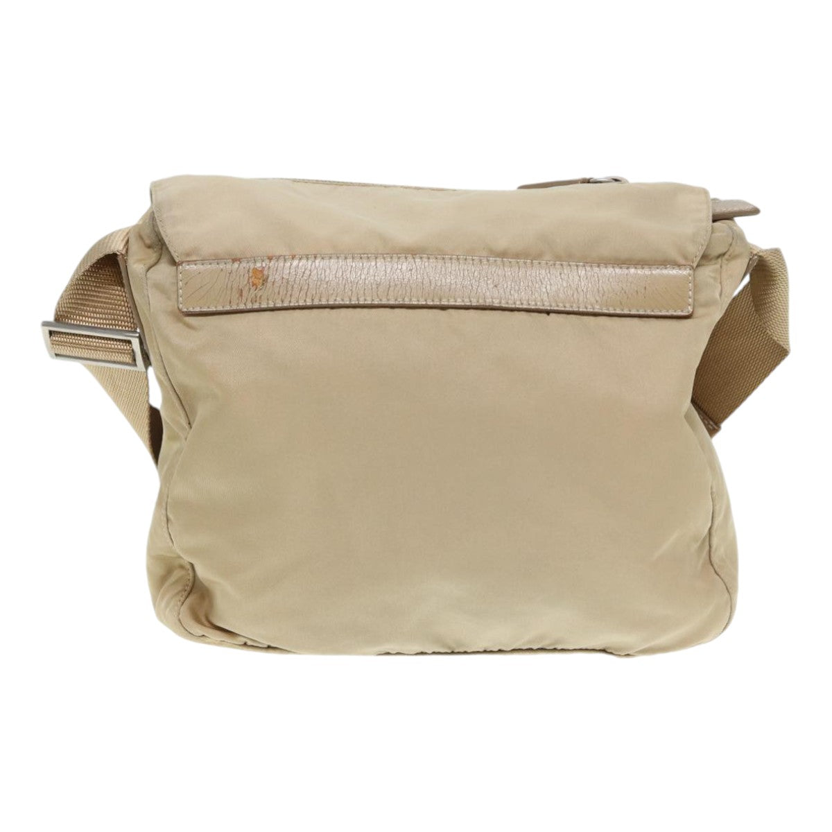 Luxury Prada Shoulder Bag Nylon Beige Silver  86645