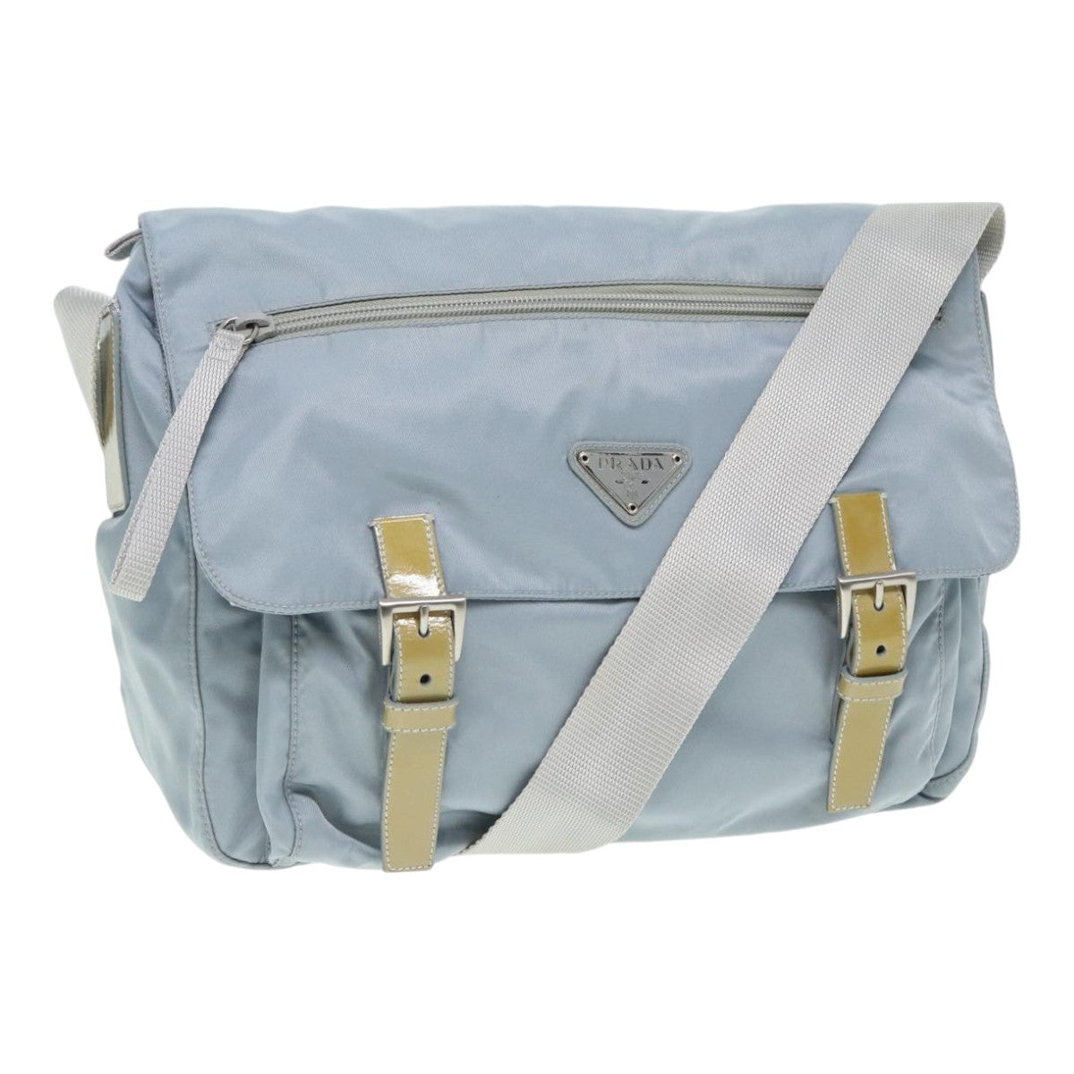 Luxury Prada Shoulder Bag Nylon Blue Silver  86646