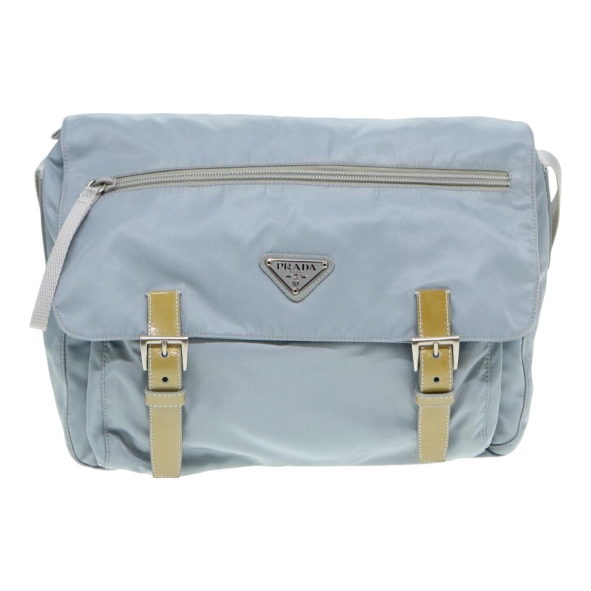 Luxury Prada Shoulder Bag Nylon Blue Silver  86646