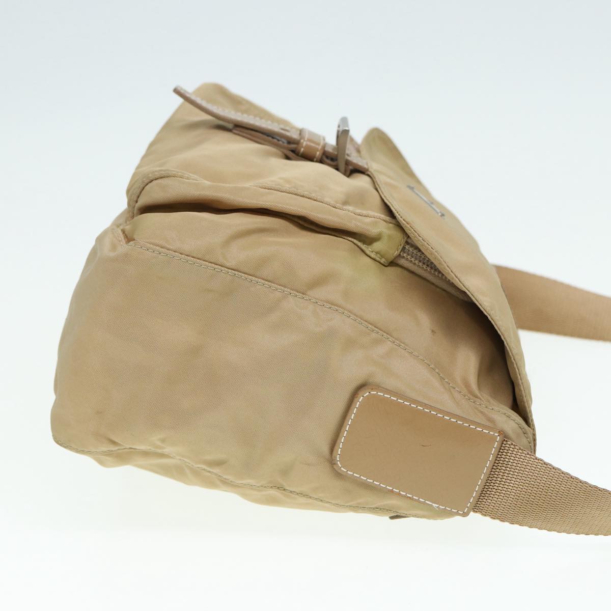 Luxury Prada Shoulder Bag Nylon Beige Silver  86647