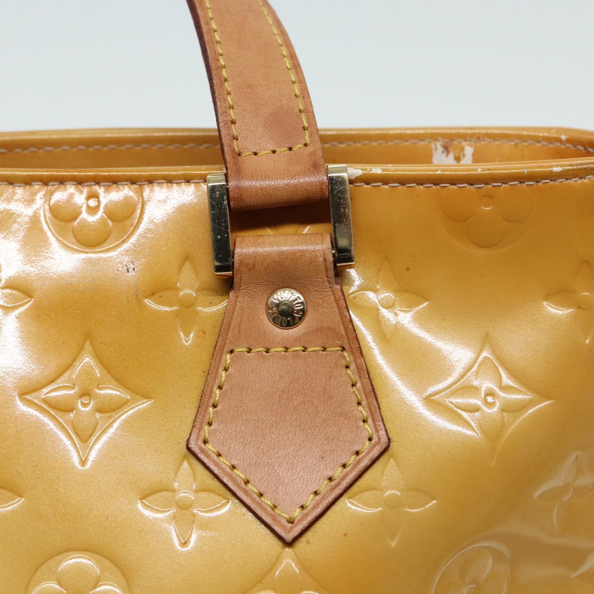 LOUIS VUITTON Monogram Vernis Houston Hand Bag Beige M91004 LV 86676