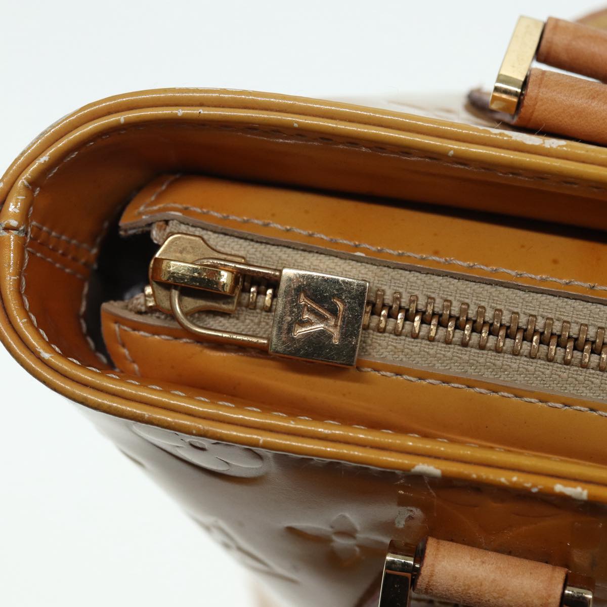 LOUIS VUITTON Monogram Vernis Houston Hand Bag Beige M91004 LV 86676