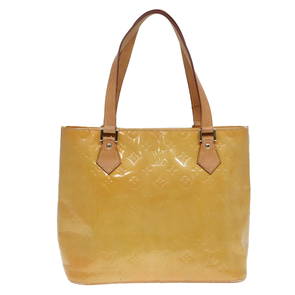 LOUIS VUITTON Monogram Vernis Houston Hand Bag Beige M91004 LV 86676