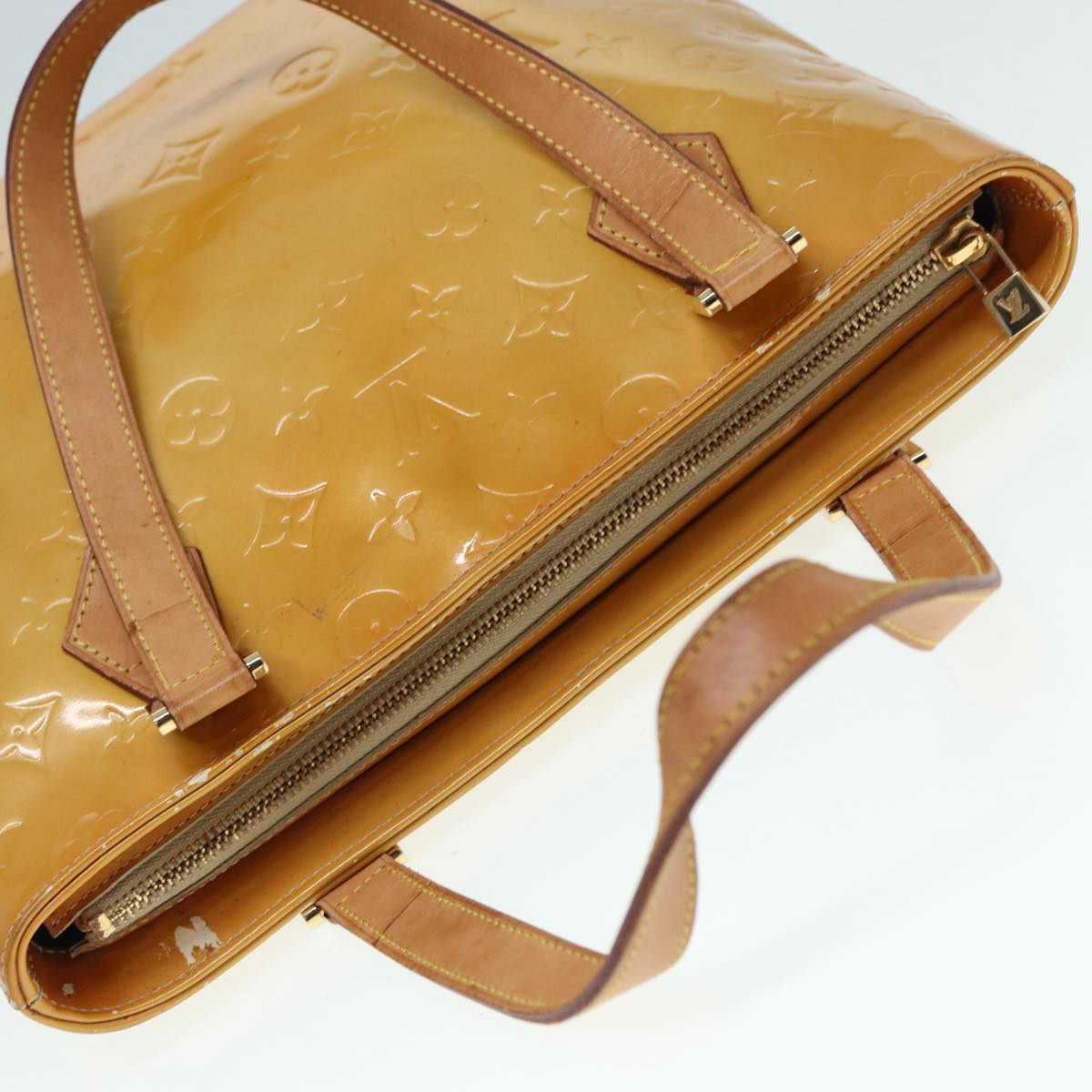 LOUIS VUITTON Monogram Vernis Houston Hand Bag Beige M91004 LV 86676